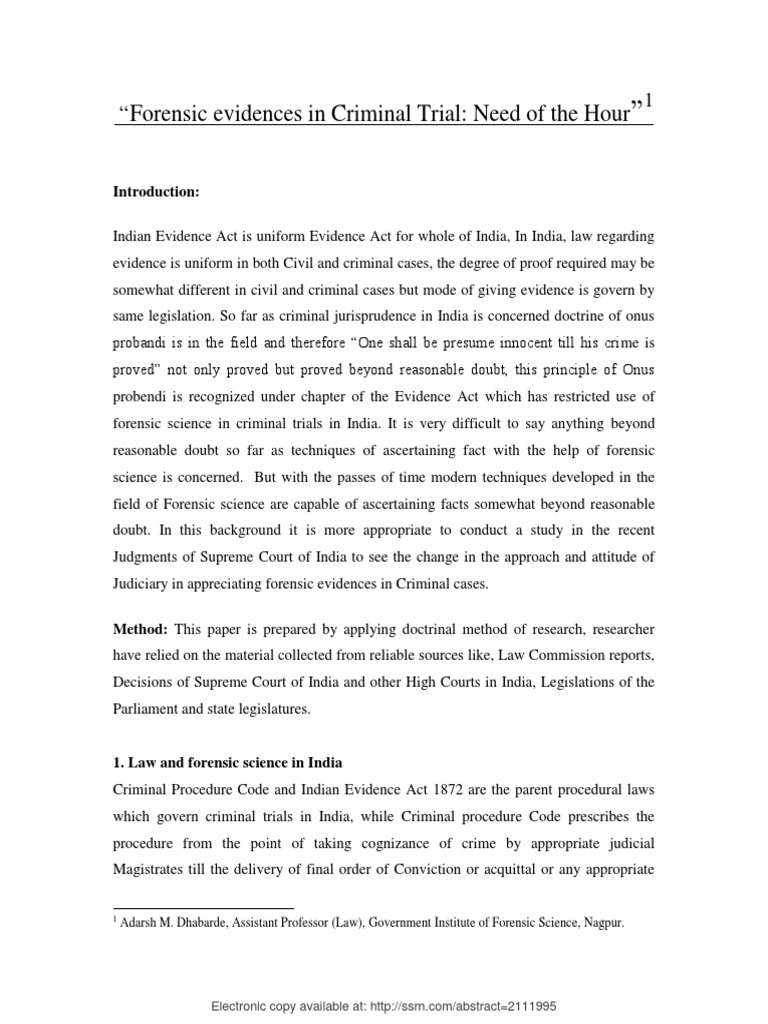 Srini - evidenceSSRN-id2111995 | PDF | Pathology | Forensic Science