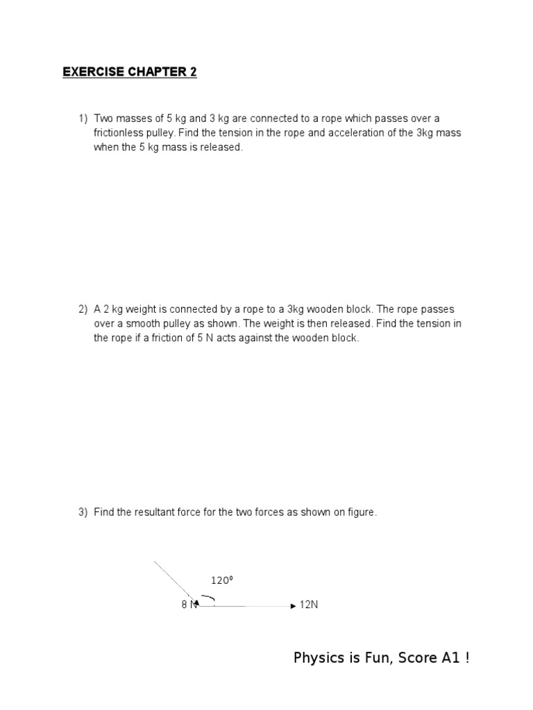 Exercise Chapter 2 Physics Form 4 | PDF | Tension (Physics) | Force