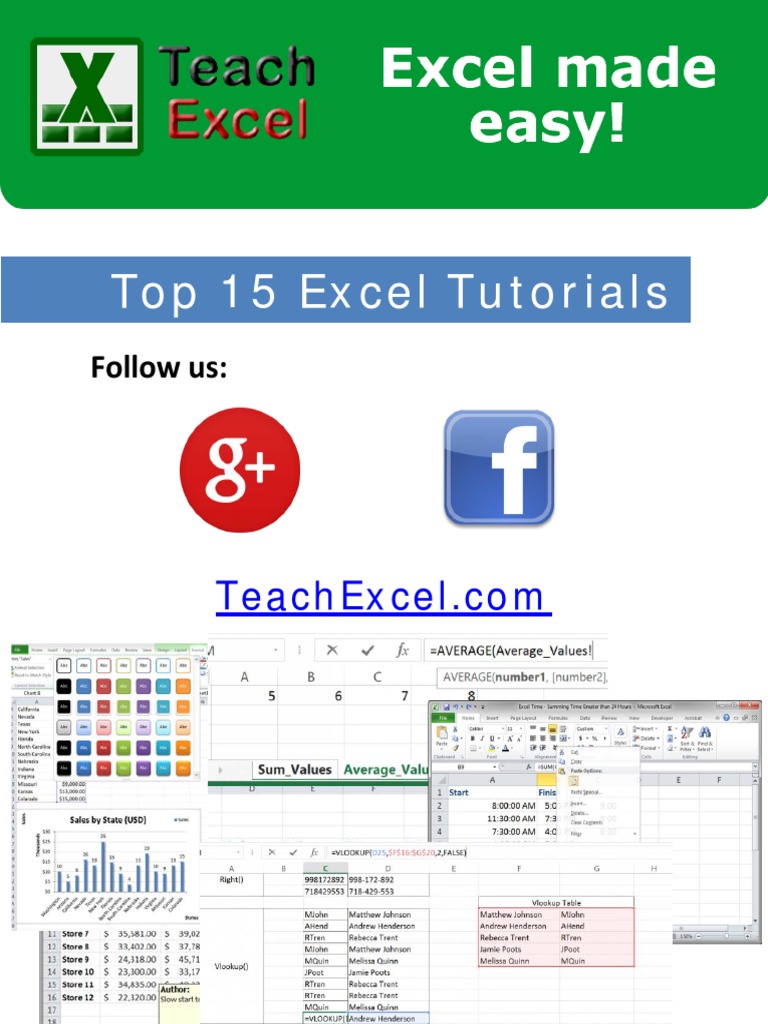 Top 15 Excel Tutorials | PDF