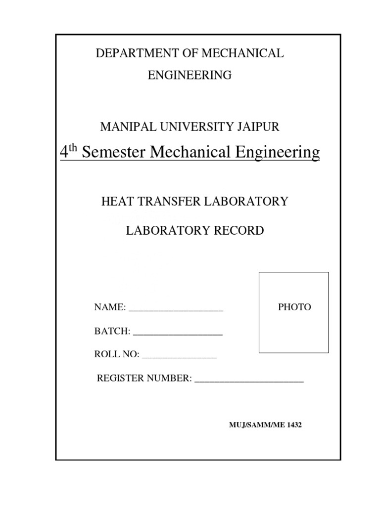 Heat Transfer Laboratory Manual | PDF | Heat Exchanger | Heat Transfer