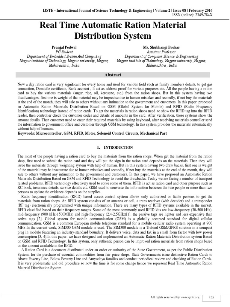 Real Time Automatic Ration Material Distribution System | PDF | Radio ...