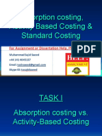 Absorption Costing, Activity Based Costing & Standard Costing