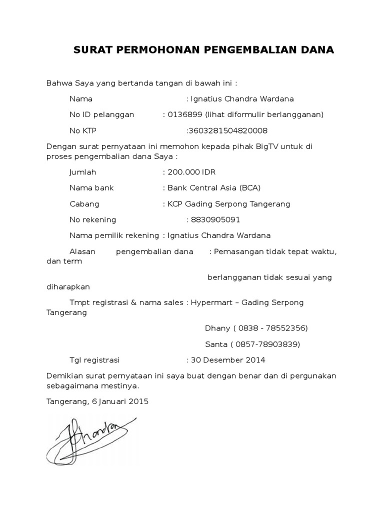 Contoh Surat Down Payment  Kumpulan Contoh