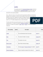 International System of Units Dimensional Analysis: Physical Quantities