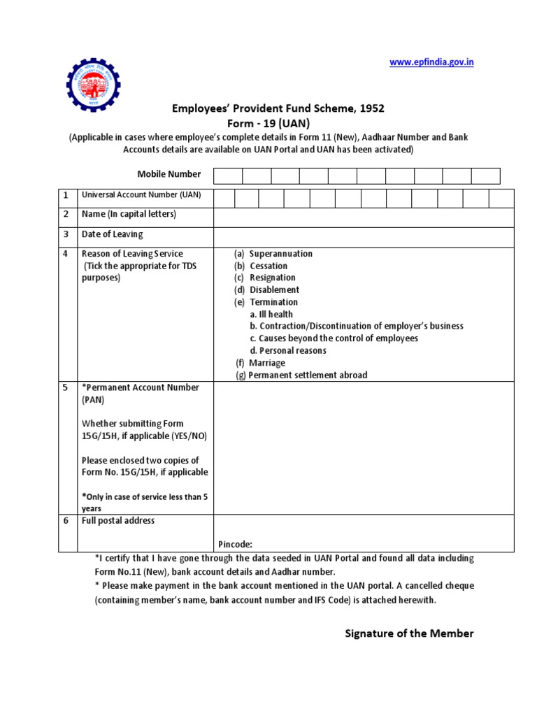 UAN Based Form19 | PDF | Financial Services | Government