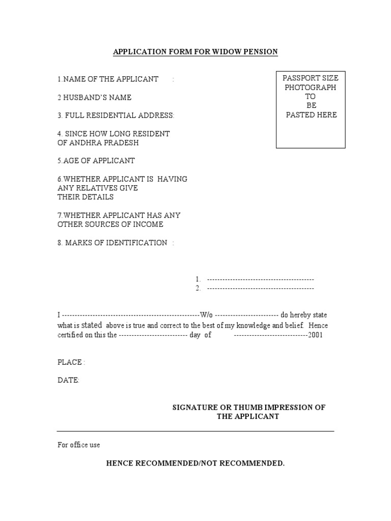 Widow Pension Application Form Government And Personhood Government