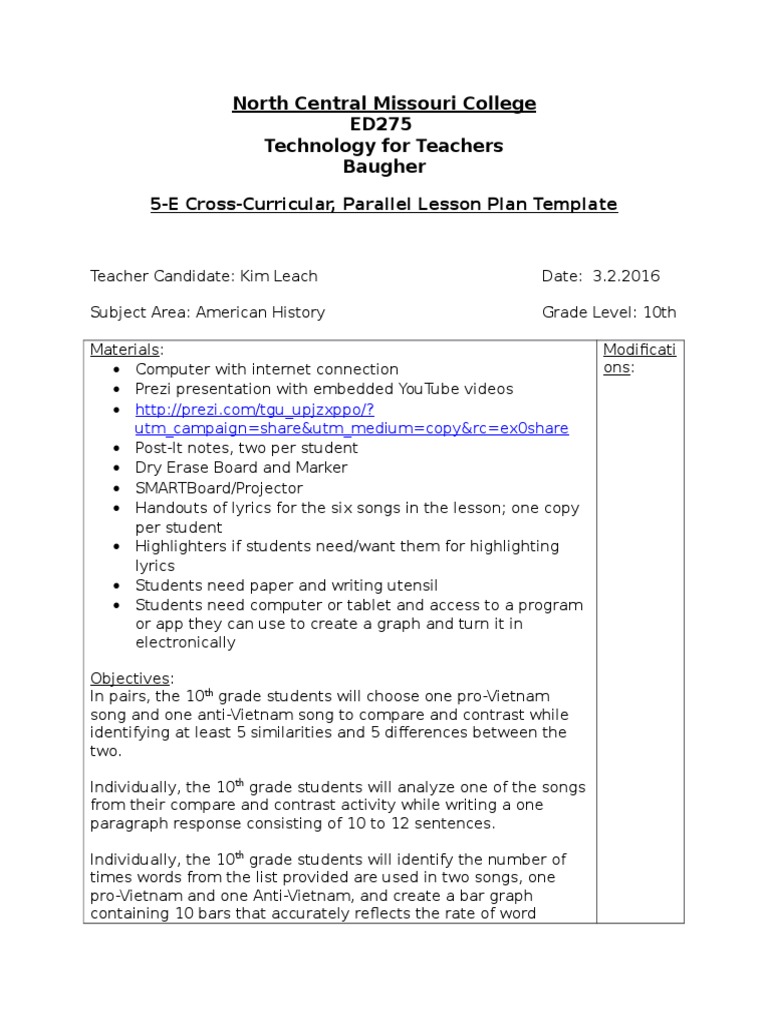 Cross-Curricular Lesson Plan | PDF | Lesson Plan | Cognition
