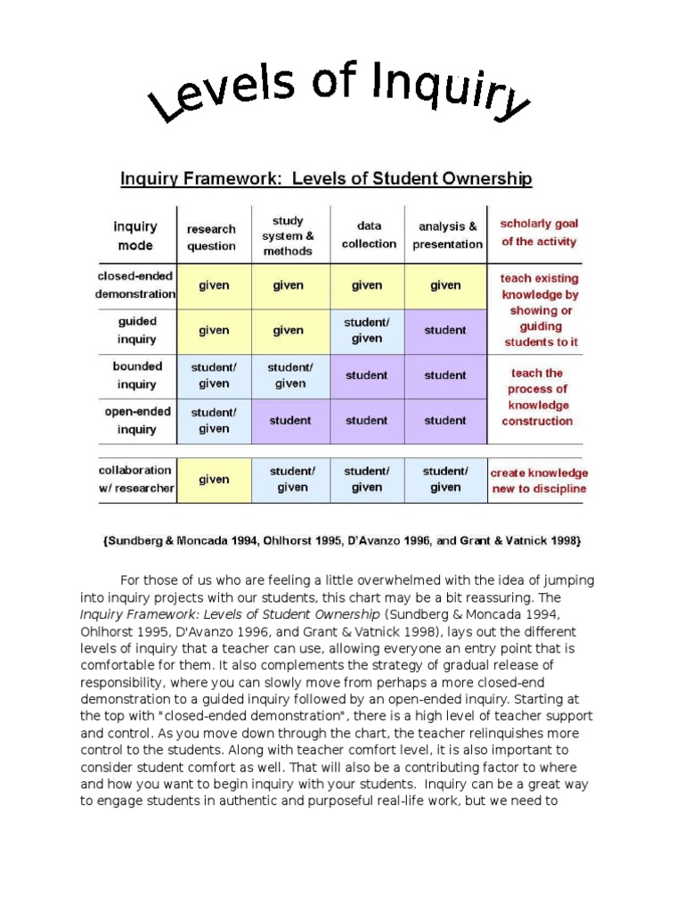 Levels of Inquiry | PDF | Business