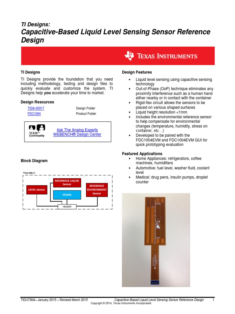 Liquid Sensor Level TI | PDF | Sensor | Capacitance
