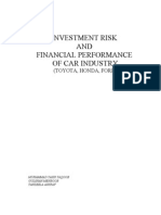 Impact of Investment Risk On Financial Performance of Car Industry
