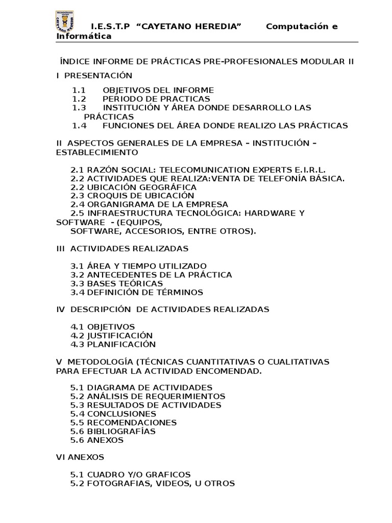 Índice Informe de Prácticas Pre | PDF | Software | Tecnología digital