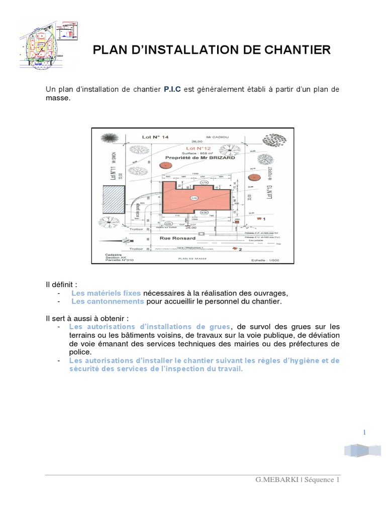 plan d installation de chantier prof beton science plan d installation de chantier prof