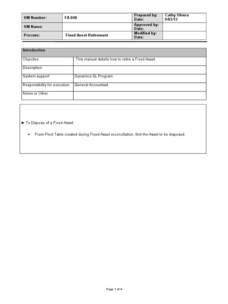 Fixed Asset Retirement Process Guide | PDF | Finance & Money Management