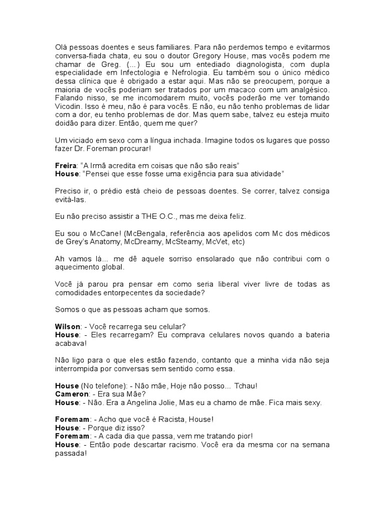 Humor Sarcástico de Dr. House em Citações | PDF | Angelina Jolie | Remédio, image size:768x1024