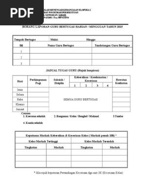 Contoh Buku Laporan Guru Bertugas Harian
