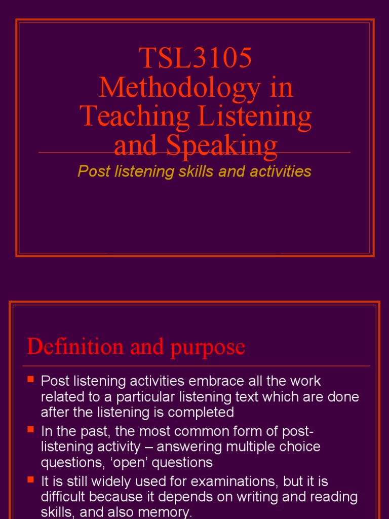 Post Listening Reading Comprehension Applied Psychology