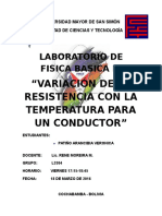 Variacion de Temperatura con la r4esistencia