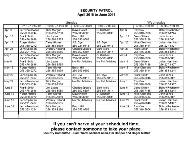 Security Schedule | PDF