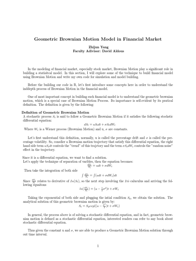 Geometric Brownian Motion in Finance | PDF | Stochastic Process ...