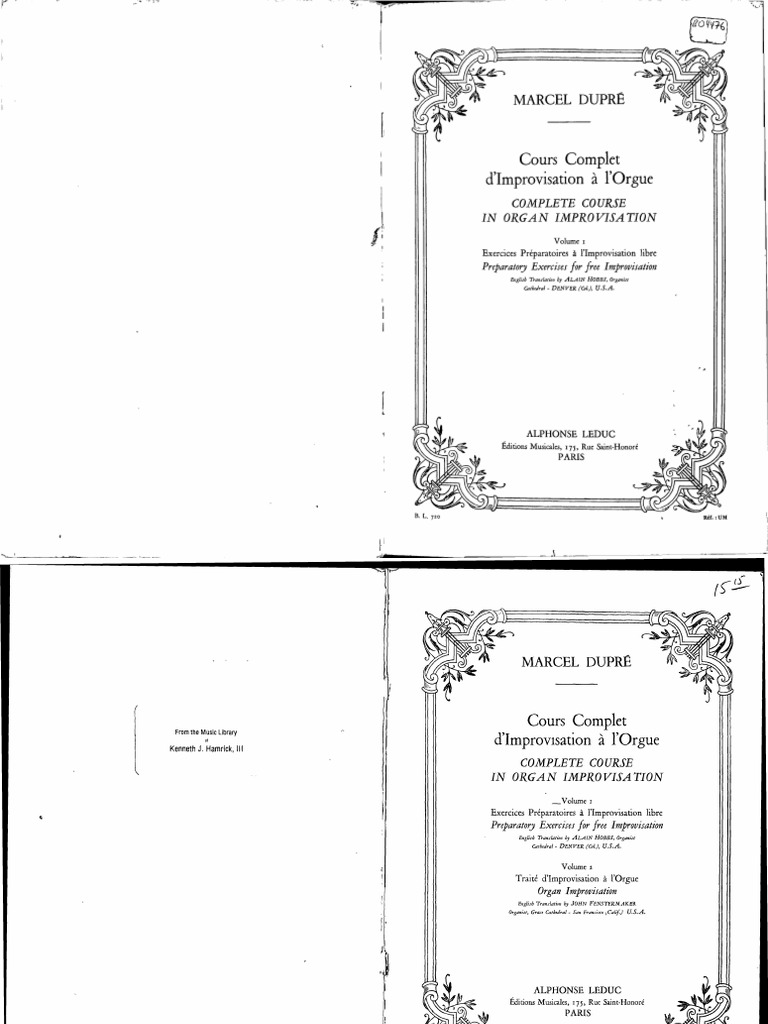 Marcel Dupre Organ Improv Course | PDF