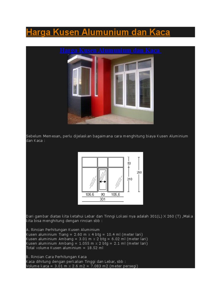  Cara  Menghitung  Volume Dan Harga Kusen Aluminium  Pintu 
