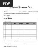 Employee Clearance Form