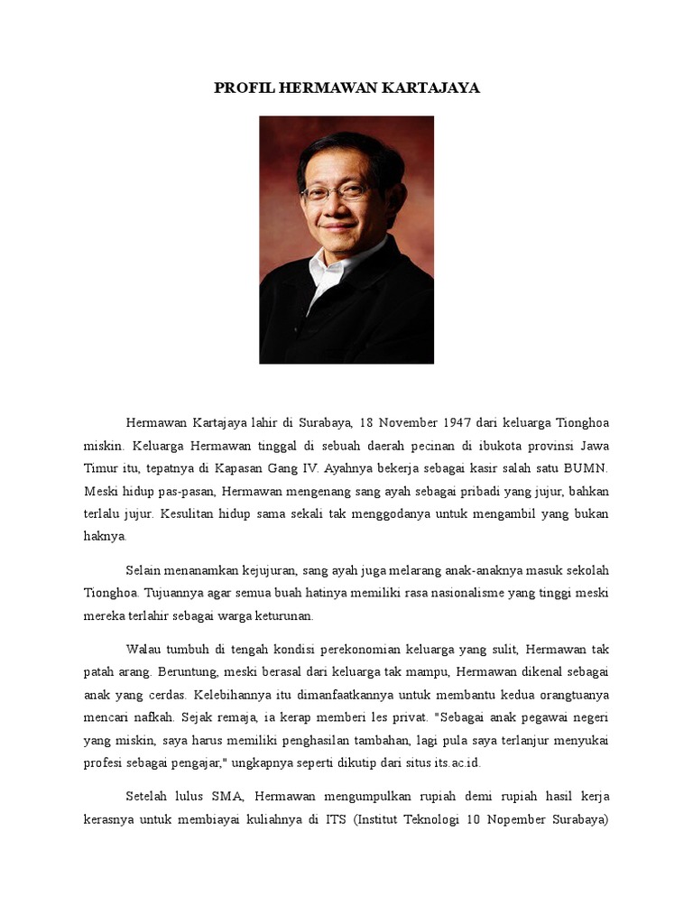 Biografi Hermawan Kartajaya: Bapak Marketing | PDF | Karier ...
