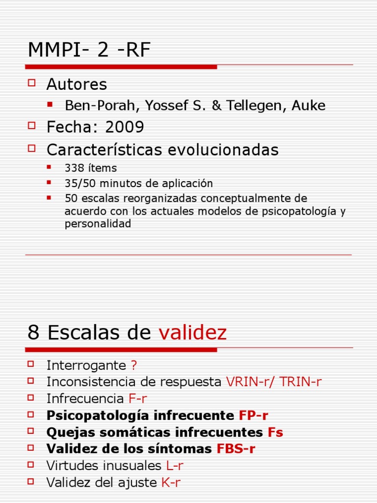 Ficha Técnica del MMPI-2-RF | PDF