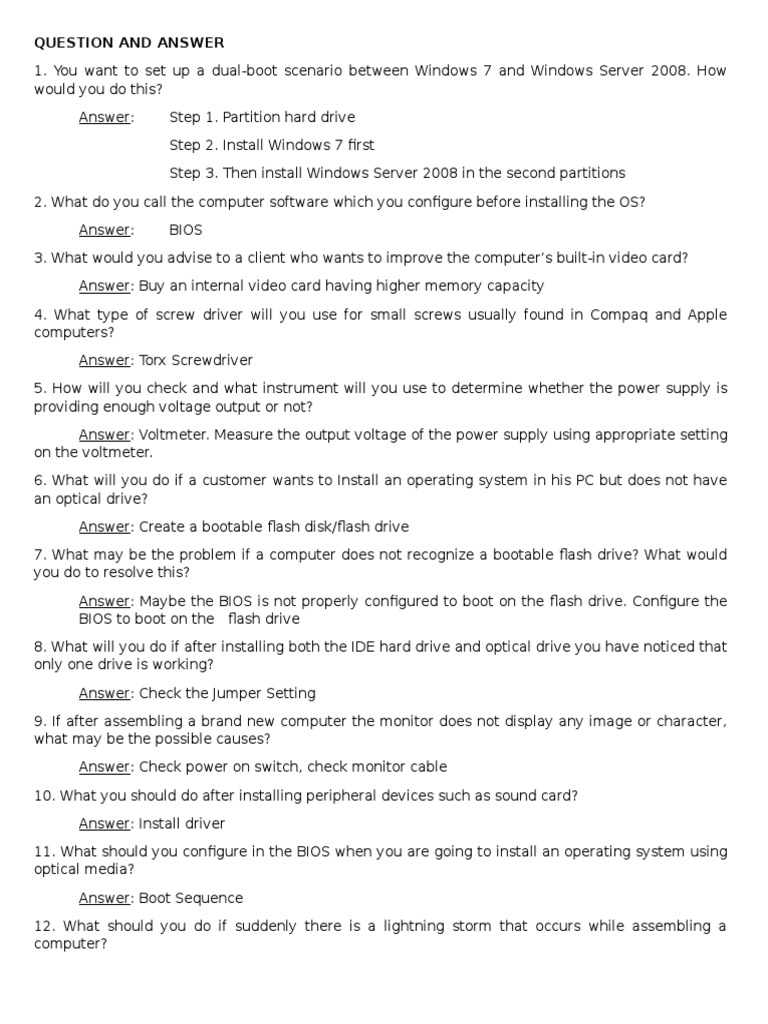 CSS NCII Oral Questioning Reviewer | PDF | Booting | Computer Network