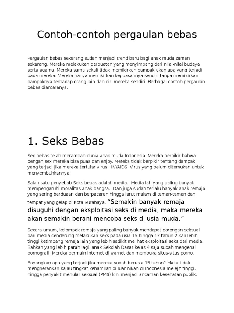 pergaulan bebas in english