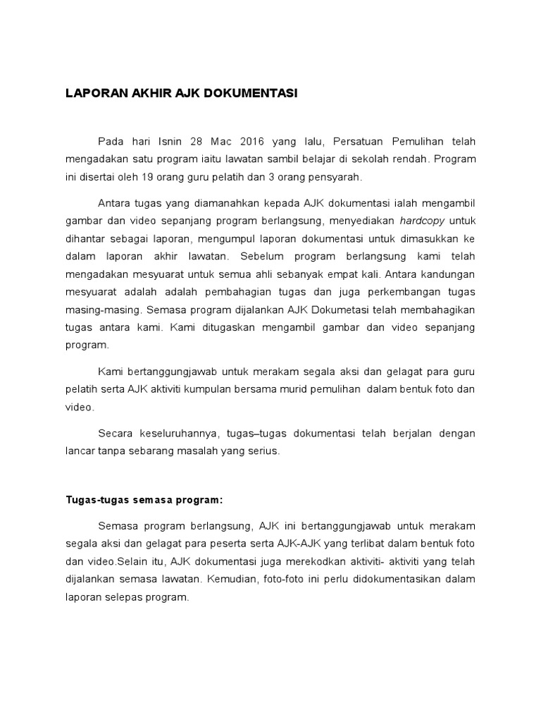Laporan Akhir Ajk Dokumentasi