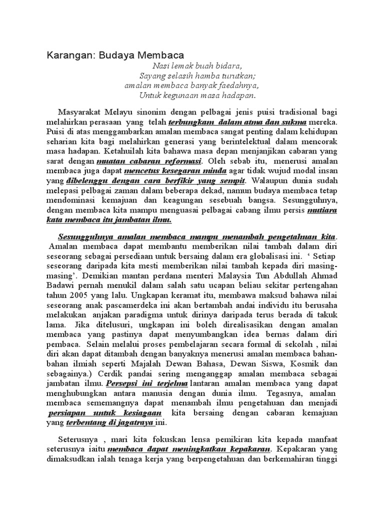 Karangan budaya membaca