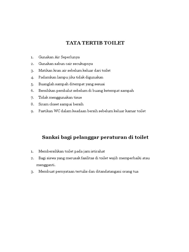 Tata Tertib Toilet | PDF