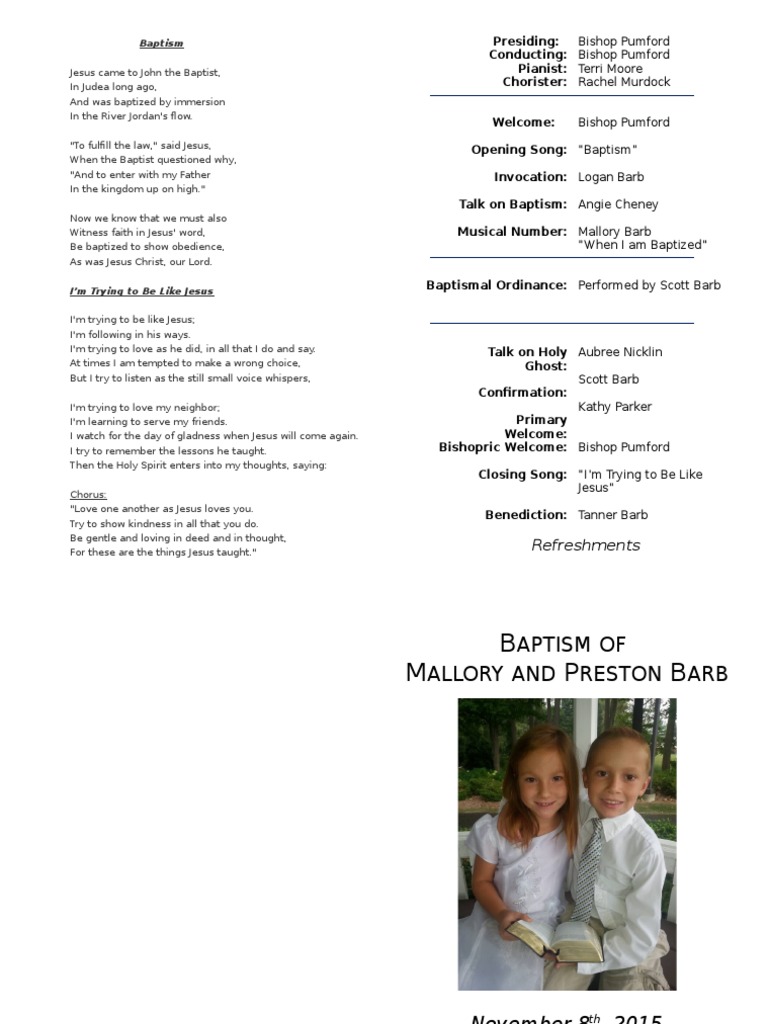 Baptism Ceremony Program