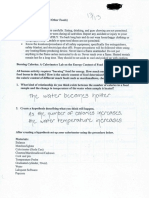Calorimetry Lab Student Work