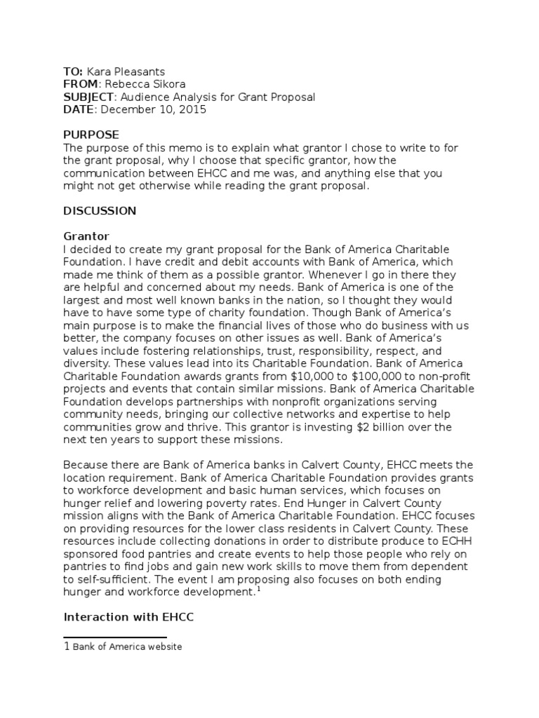 Grant Proposal Charitable Organization Food Bank