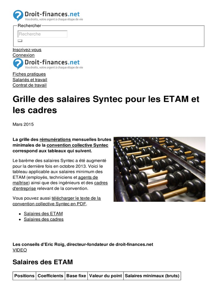 Grille Des Salaires Syntec Pour Les Etam Et Les Cadres 26313 Nl1sj8
