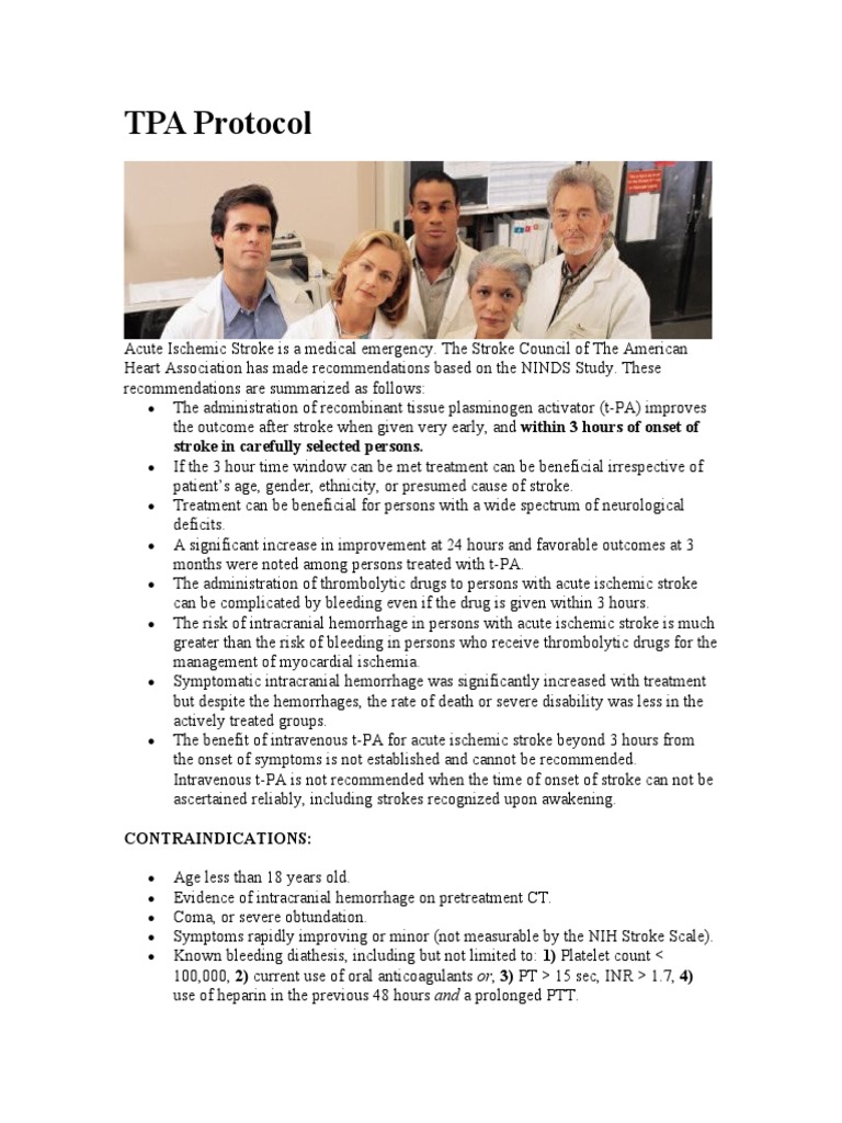 TPA Administration Guidelines for Stroke | PDF | Stroke | Vascular Diseases