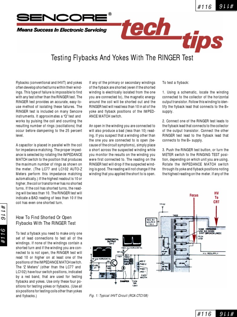 Testing Flybacks and Yokes With The RINGER Test | PDF | Inductor ...