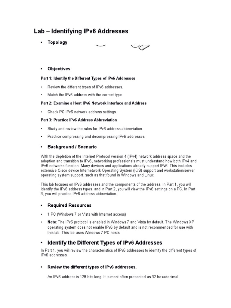 7253 Lab Identifying Ipv6 Addresses | PDF | I Pv6 | Internet Standards