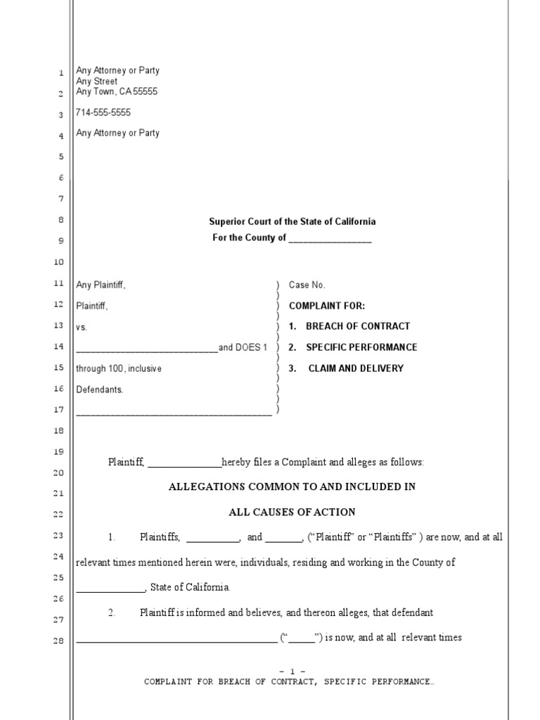 Sample Complaint for Negligence and Premises Liability in United States