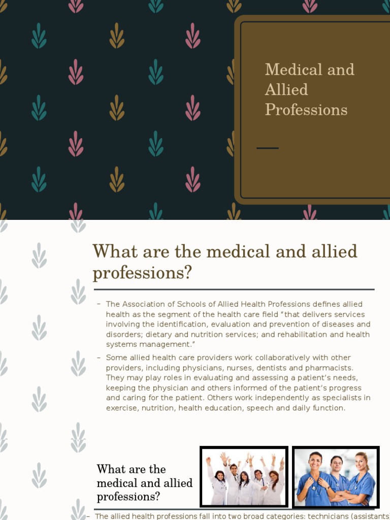 Overview of Allied Health Professions | PDF | Emergency Medical ...