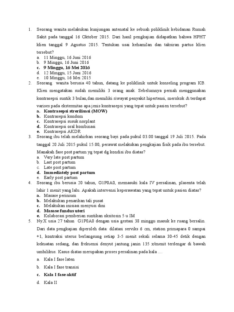 Contoh Soal Ukom Mater