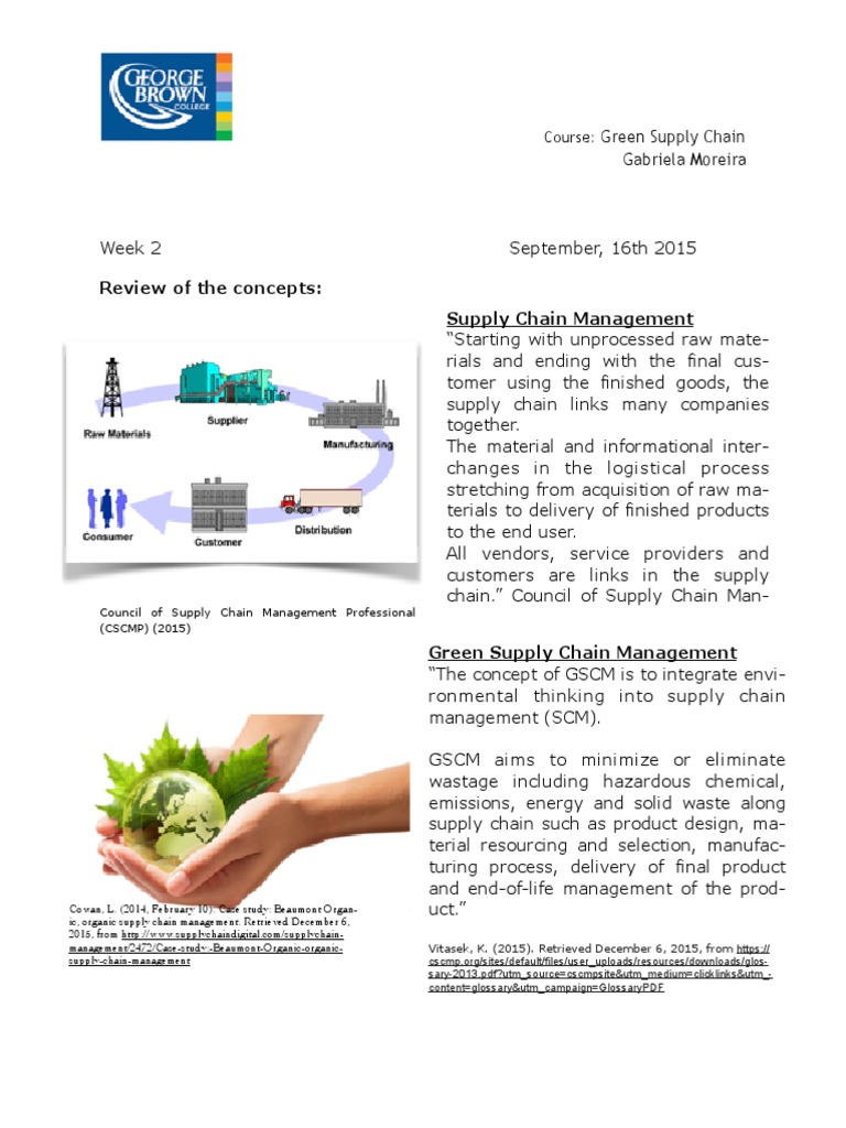 Green Supply Chain Concepts Overview | PDF