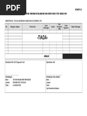 15 Lampiran Kew Ps 22 Laporan Tahunan Kehilangan Dan Hapuskira Stok Pdf