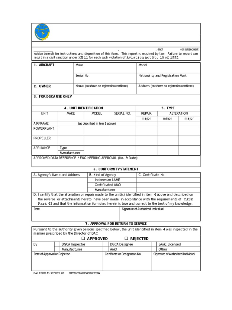 Return to Service Instructions for Aircraft | PDF