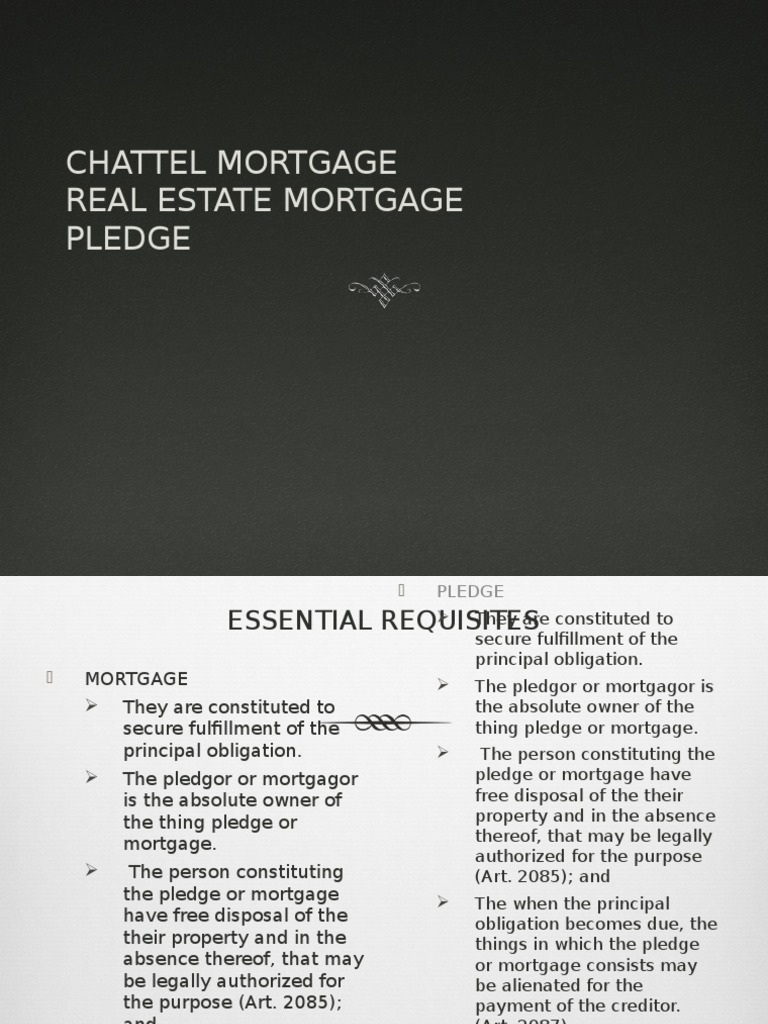 Chattel and Real Estate Mortgages Explained | PDF | Mortgage Law | Law ...