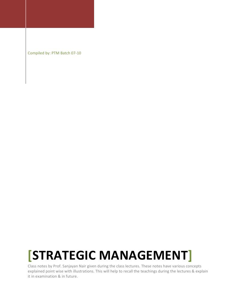 Strategic Management Notes | PDF | Competitive Advantage | Strategic ...