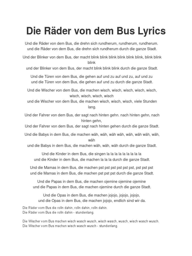 Die Räder Von Dem Bus Lyrics