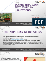 RRB NTPC Most Asked GK Questions